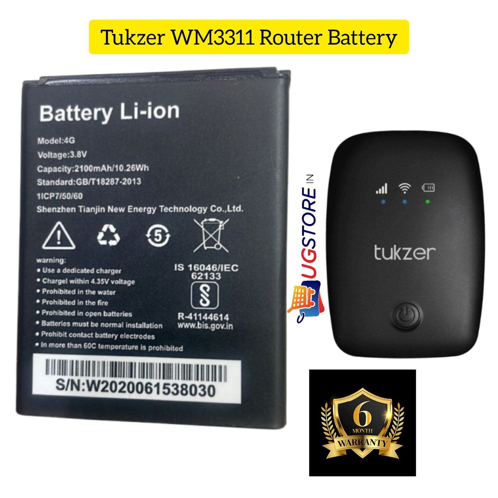 Original Tukzer battery wifi dongle 4g LTE mobile wifi wm -3311 router battery