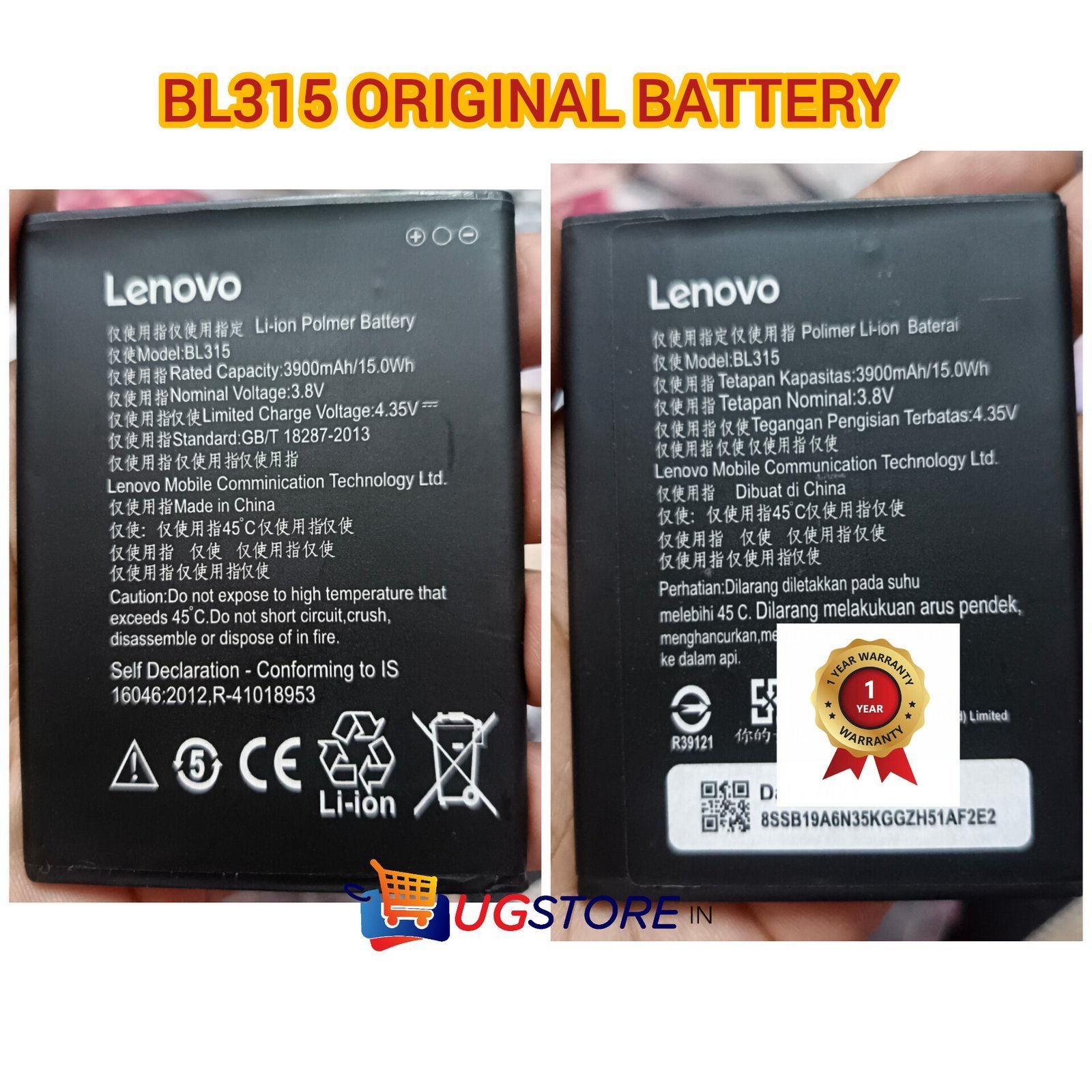 100% Original Lenovo A7 (L19111) Battery BL315 – 4000mAh- 1 year warranty - Image 2