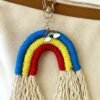 Cordraits_akku keychains rainbow style macrame purse hanging, room hanging, car hanging accessory Pack of 1