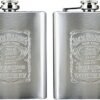 UGSTORE Stainless Steel Hip Flask 7 Oz, Design Engraved - Alcoholic Beverage Holder (2 Pieces) (Material: Stainless Steel, Capacity: 7Oz / 207 ml)