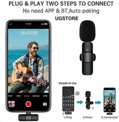 UGSTORE K8 Wireless Bluetooth Microphone for Youtubers, Reels, Vlogs - Type C Phones Android Phones and iPhones - Image 2
